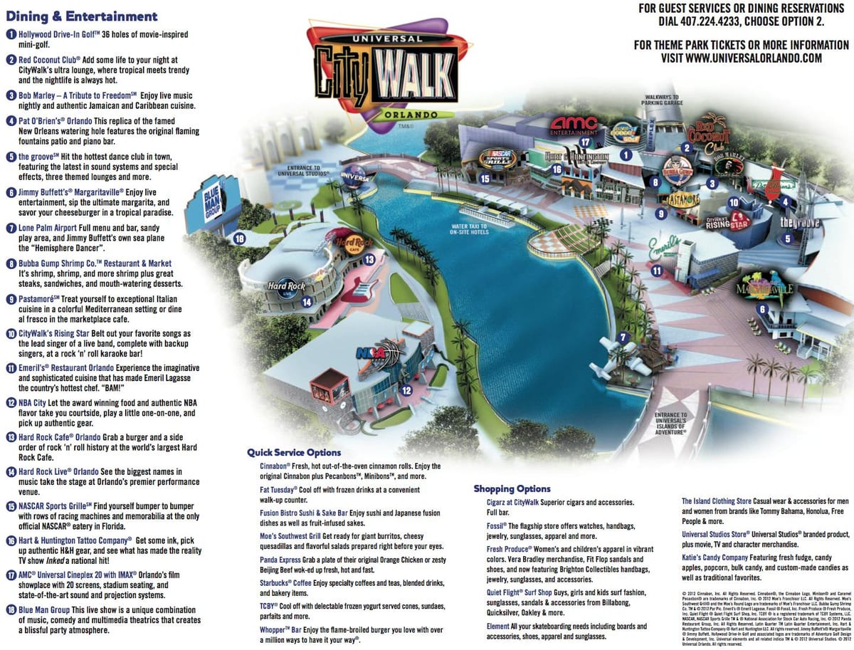 Universele Orlando citywalk kaart