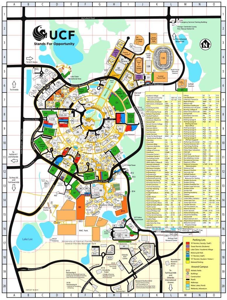 kaart van die universiteit van sentraal-Florida
