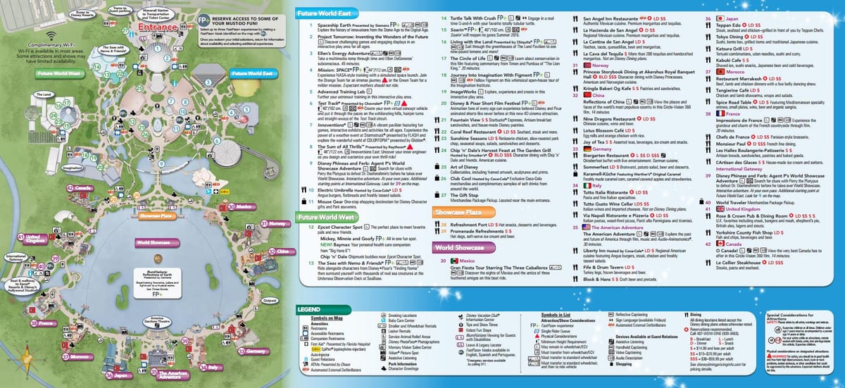 kaart van EPCOT Disney Wêreld