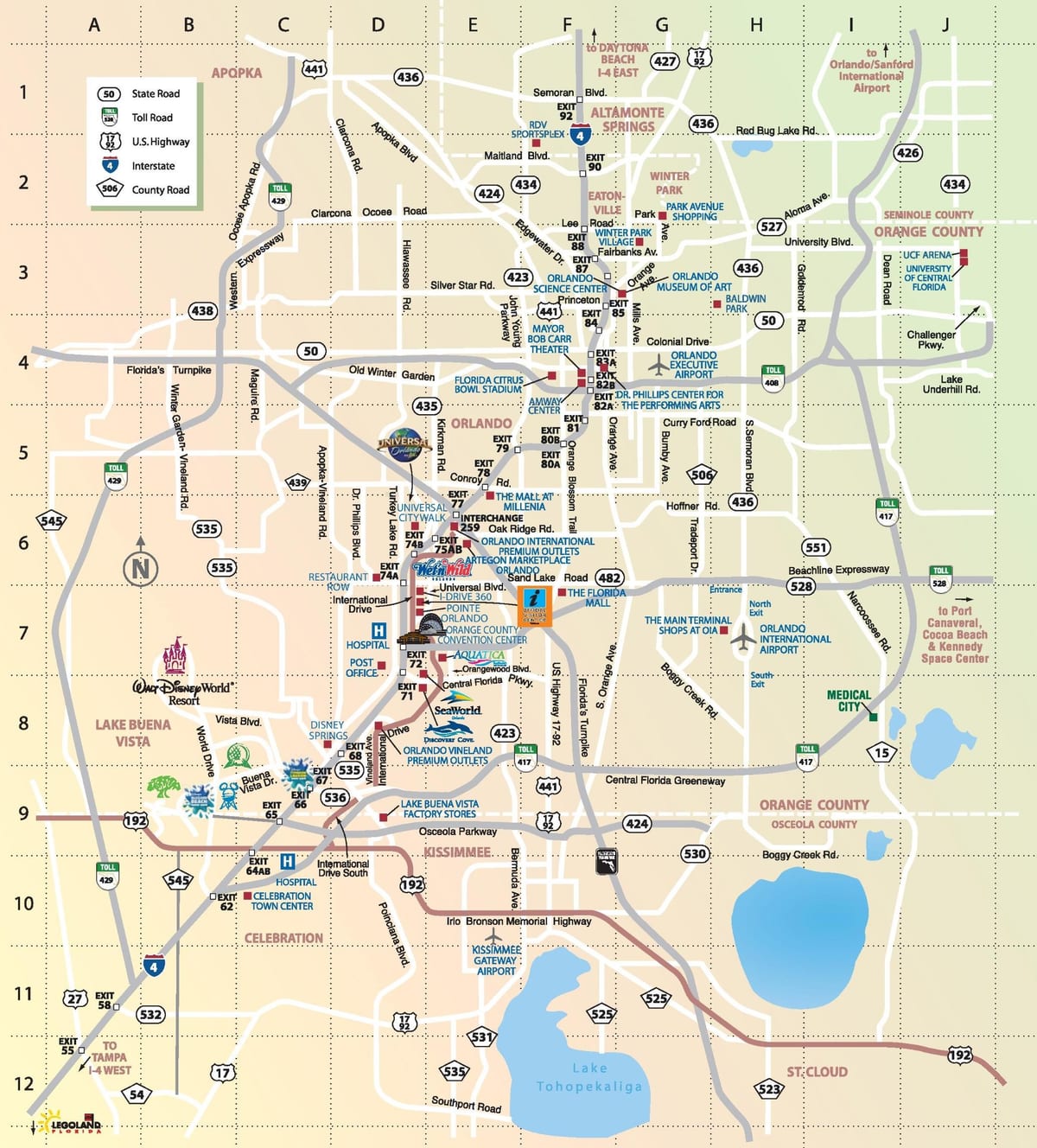kaart van Orlando tol paaie
