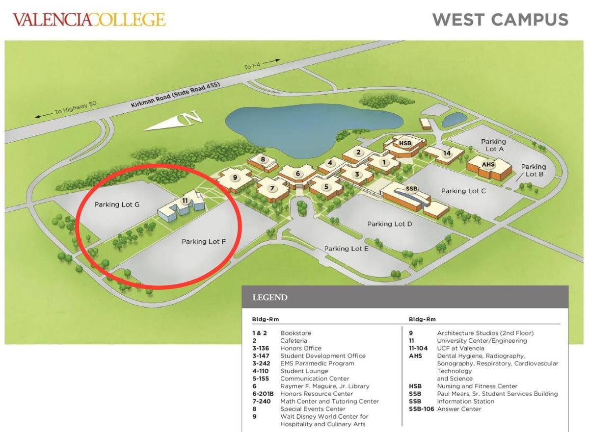 Valencia kollege wes-kampus kaart